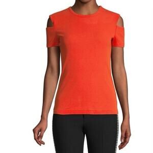 Womens HELMUT LANG Cold-Shoulder Cotton Top orange size XS EUC!